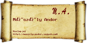 Mészöly Andor névjegykártya